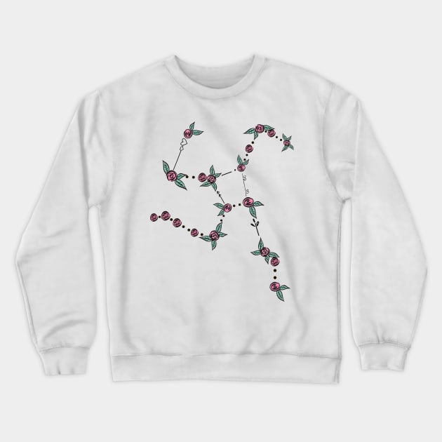 Hercules Constellation Roses and Hearts Doodle Crewneck Sweatshirt by EndlessDoodles